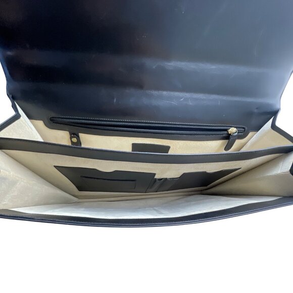 Vintage Coach Black Leather Briefcase With Brass Hardware & Top Handle Sz L - Picture 8 of 10